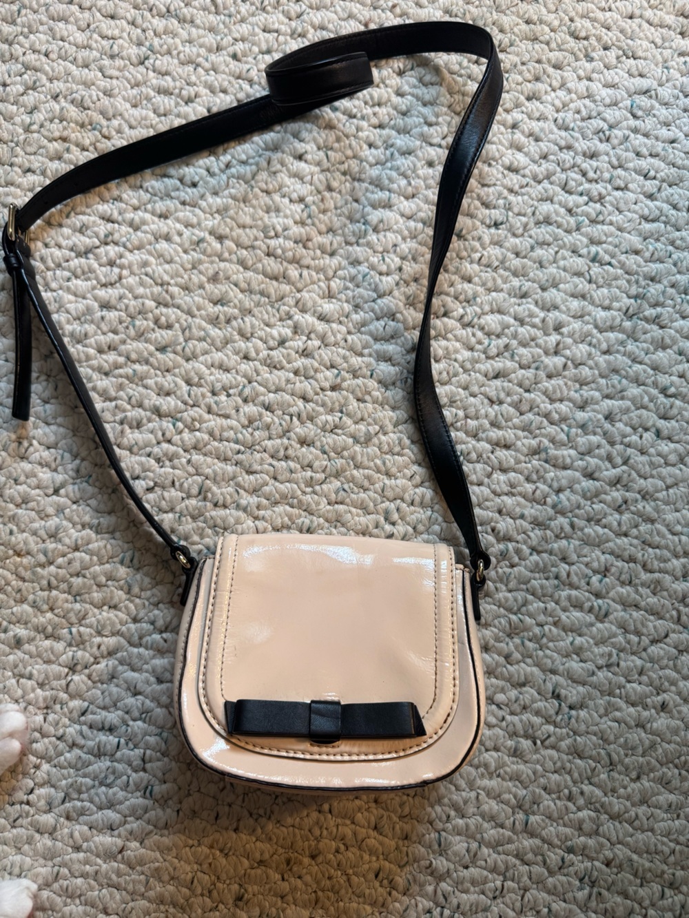 kate spade Cream Crossbody Bag with Black Strap and Bow